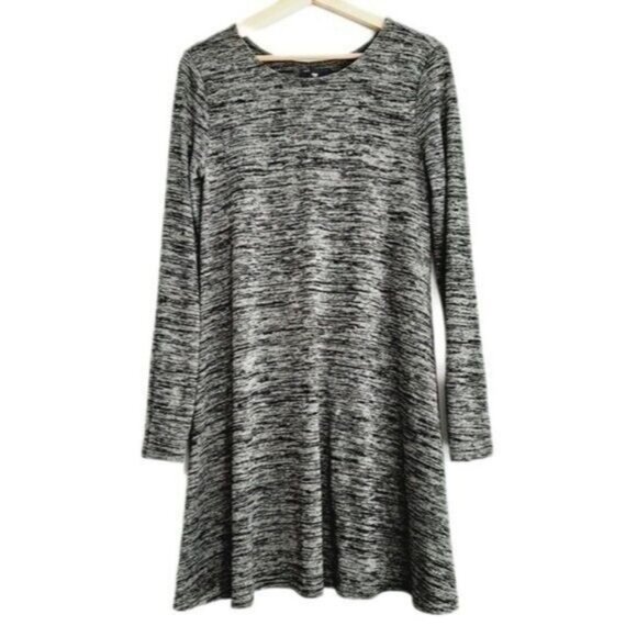 GAP | Long Sleeve Fine Knit Stretchy Dress Charcoal Grey Marled Sz S - Picture 1 of 10